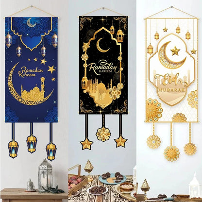 Eid Mubarak Hanging Flag Banner 2024 – Ramadan Kareem Door Decoration