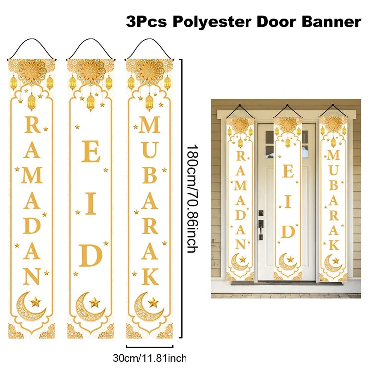 Eid Mubarak Door Banner – Ramadan Decoration 2025 for Home & Porch