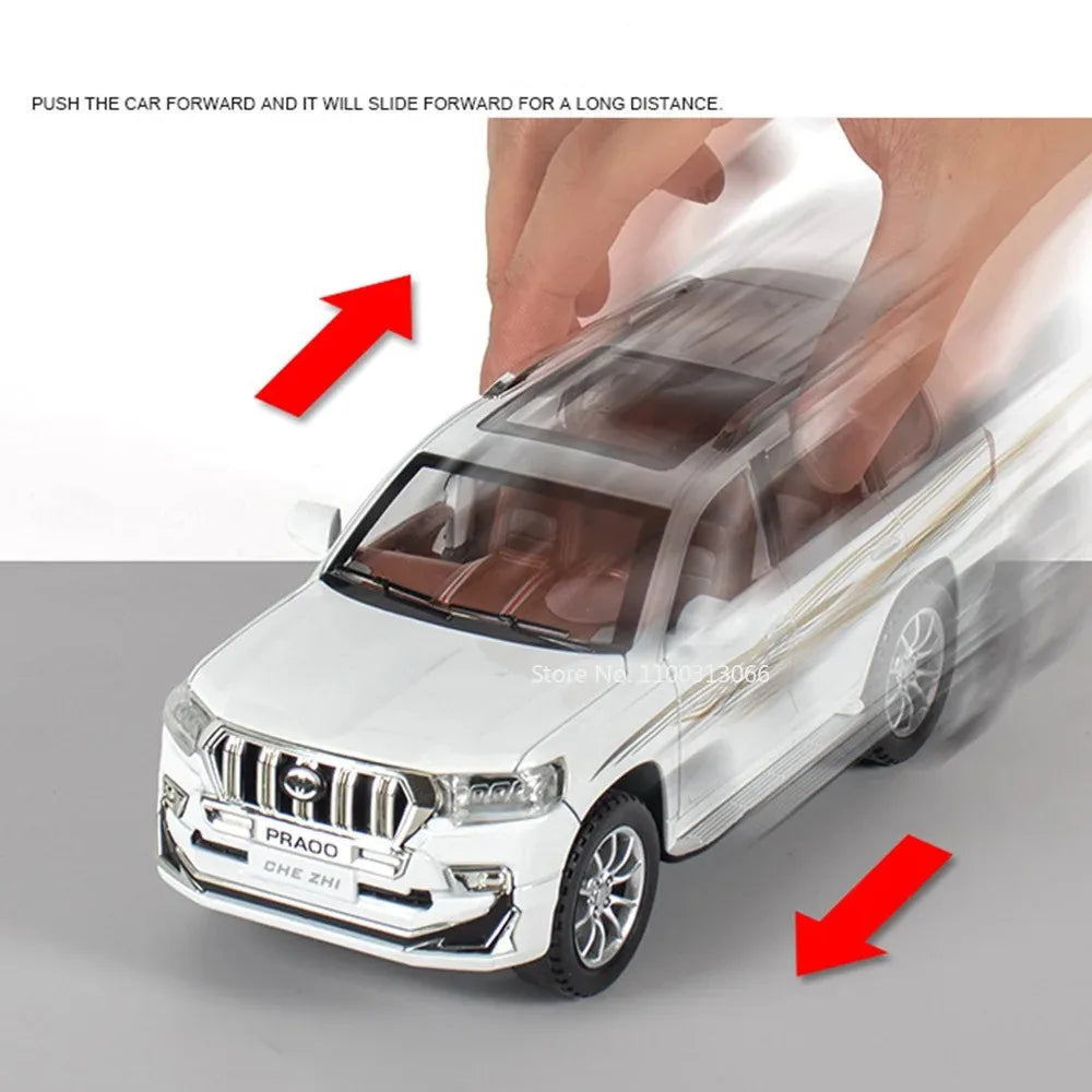 Diecast Escalade / Prado Model Car – Alloy Toy With Sound, Light, Opening Doors & Pull Back Function