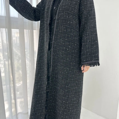 Winter Thicken Abaya for Women - Muslim Eid Long Robe Kaftan for Ramadan and Dubai Style 2025