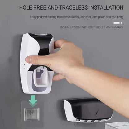 Automatic Toothpaste Dispenser & Wall-Mounted Toothbrush Holder Set - Space-Saving Bathroom Organizer