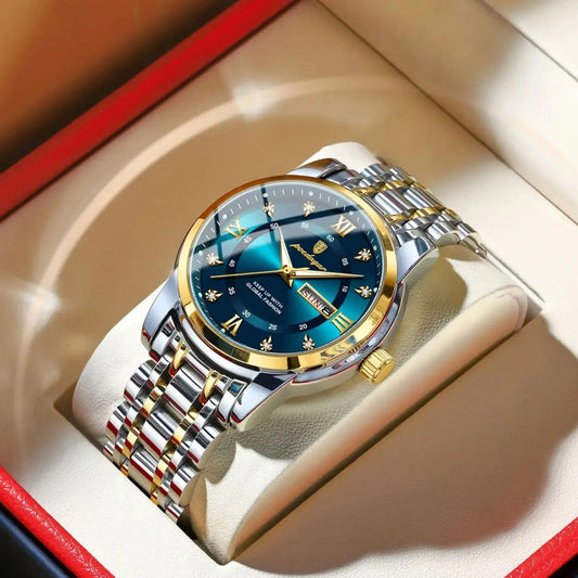 Men's Luxury Sports Watch – Waterproof Quartz with Luminous Date & Week Display