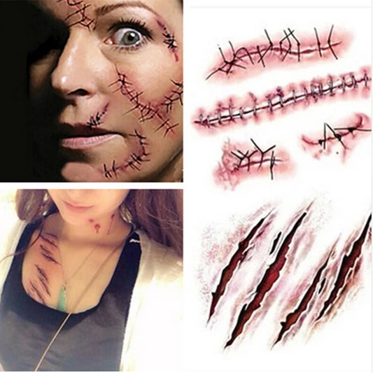 Halloween Bloody Wound Tattoo Stickers – Waterproof Temporary Scary Fake Tattoos