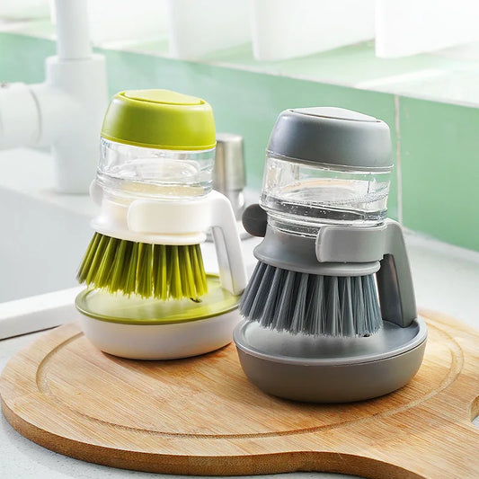 Dishwashing Brush with Soap Dispenser and Holder – Kitchen Scrubber for Easy Cleaning