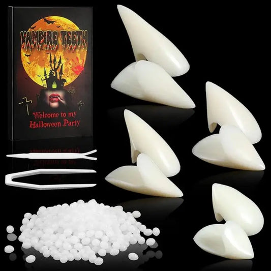 Halloween Vampire Teeth Fangs – Resin Cosplay Prop with Adhesive for Costume Party