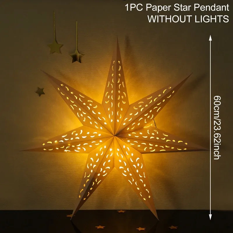 Eid Mubarak Hollow Star Pendant – Ramadan Home Decor 2025