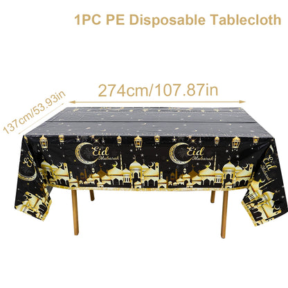 Eid Mubarak Table Runner – Ramadan Tablecloth Decoration 2025