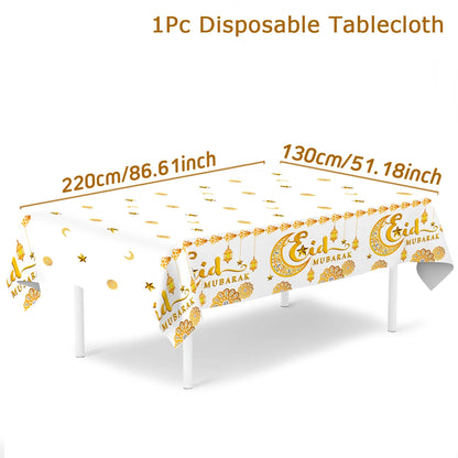 Eid Mubarak Table Runner – Ramadan Tablecloth Decoration 2025