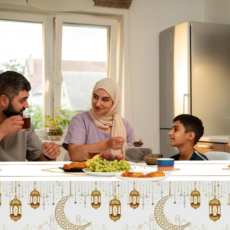 Eid Mubarak Table Runner – Ramadan Tablecloth Decoration 2025