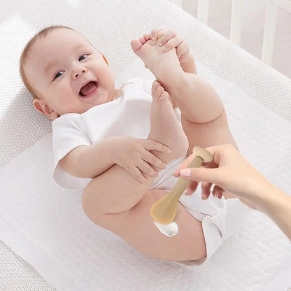 Diaper Cream Applicator Spatula – Flexible Silicone Baby Bum Brush with Suction Cup (Beige/Sky Blue)