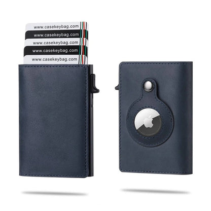 Genuine Cow Leather Airtag Wallet For Men – Rfid Blocking Slim Pop-Up Card Holder With Magnetic Closure, Minimalist Smart Wallet