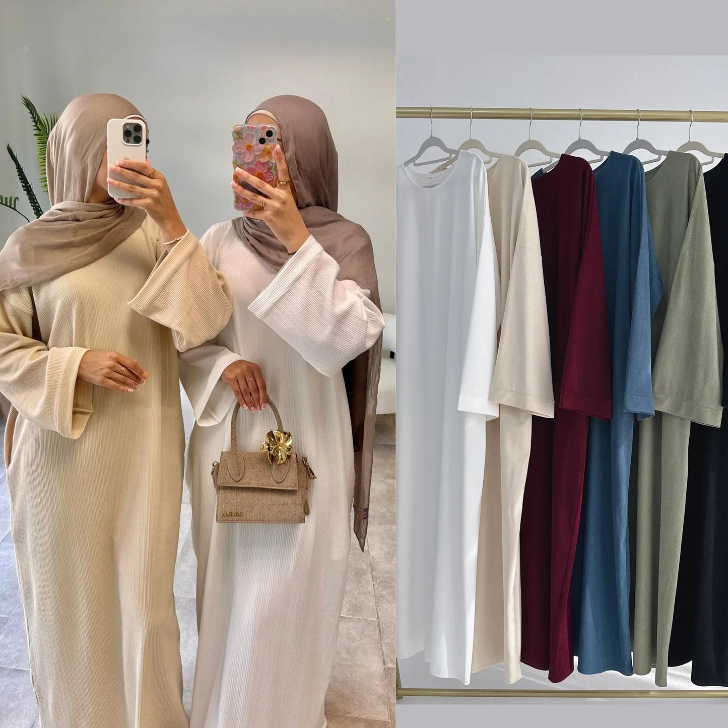 Warm Arabic Corduroy Abaya Dress For Women – Modest Winter Islamic Clothing, Ramadan & Eid Dubai Style Robe