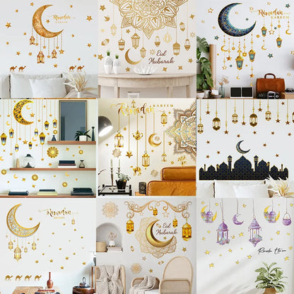 2024 Ramadan Kareem Wall Stickers – Moon & Star Eid Mubarak Decorations