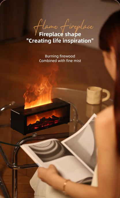 Fireplace Flame Humidifier – Simulated Aromatherapy & Ambient Light, USB Plug-In