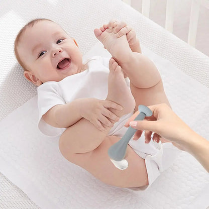 Diaper Cream Applicator Spatula – Flexible Silicone Baby Bum Brush with Suction Cup (Beige/Sky Blue)