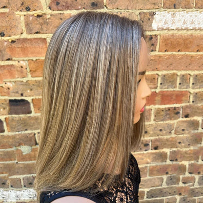 12” Brown Blonde Balayage Lace Front Wig – 100% Virgin European Human Hair Bob Wig, Pre-Plucked, HD Transparent Lace, 150% Density