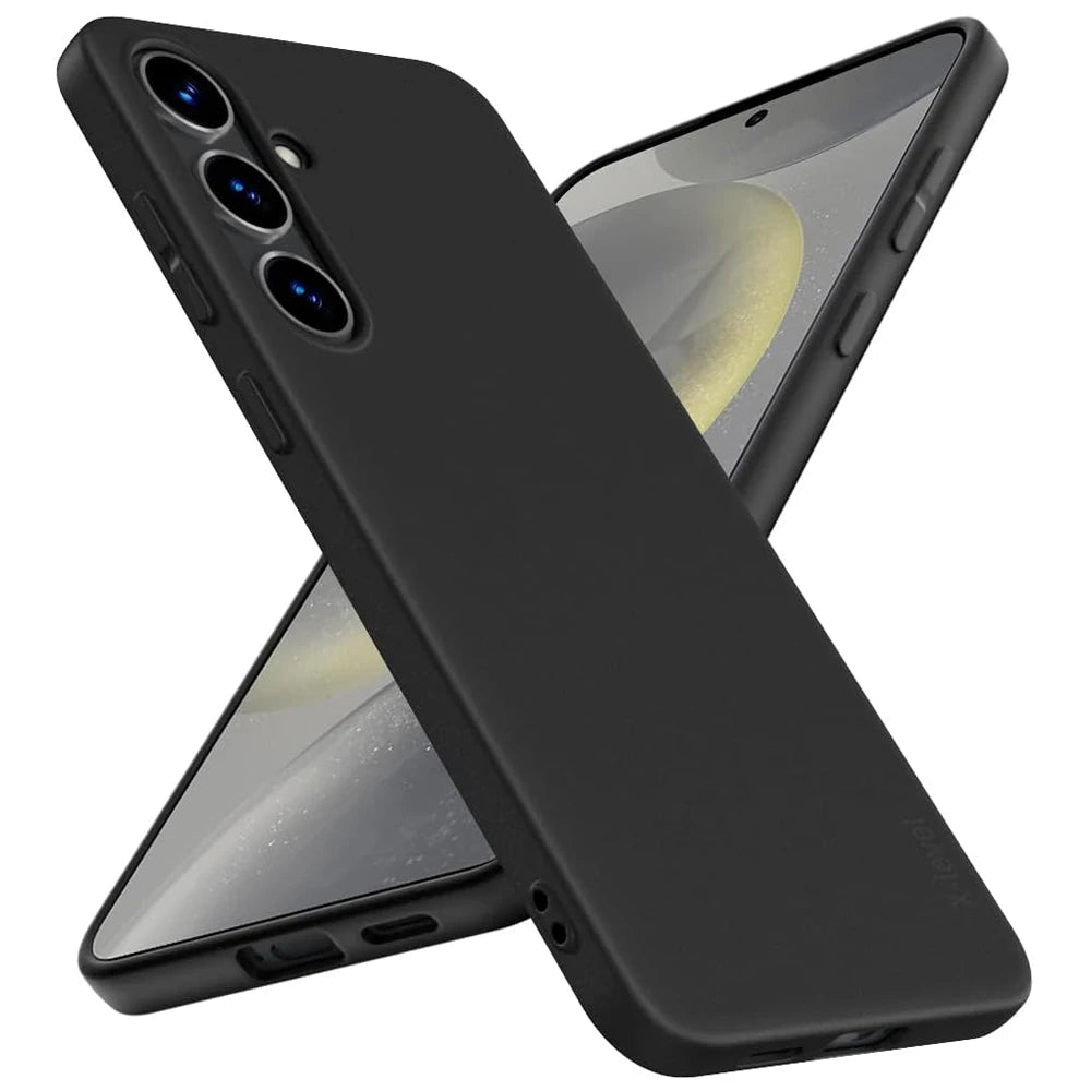 Luxury Square Silicone Case for Samsung Galaxy S24 Ultra, S23 FE, S22 Plus, A05-A55 – Slim & Flexible Black Cover