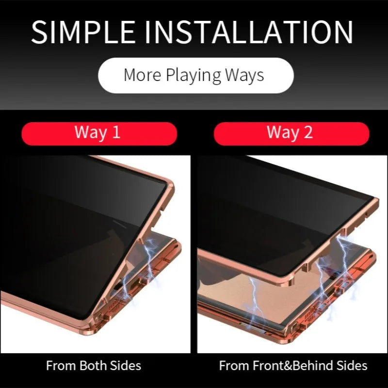 Double-Sided Privacy Glass Case for Samsung Galaxy S24, S23, S22, S21 Ultra Plus – Anti-Peeping & Camera Lens Protection