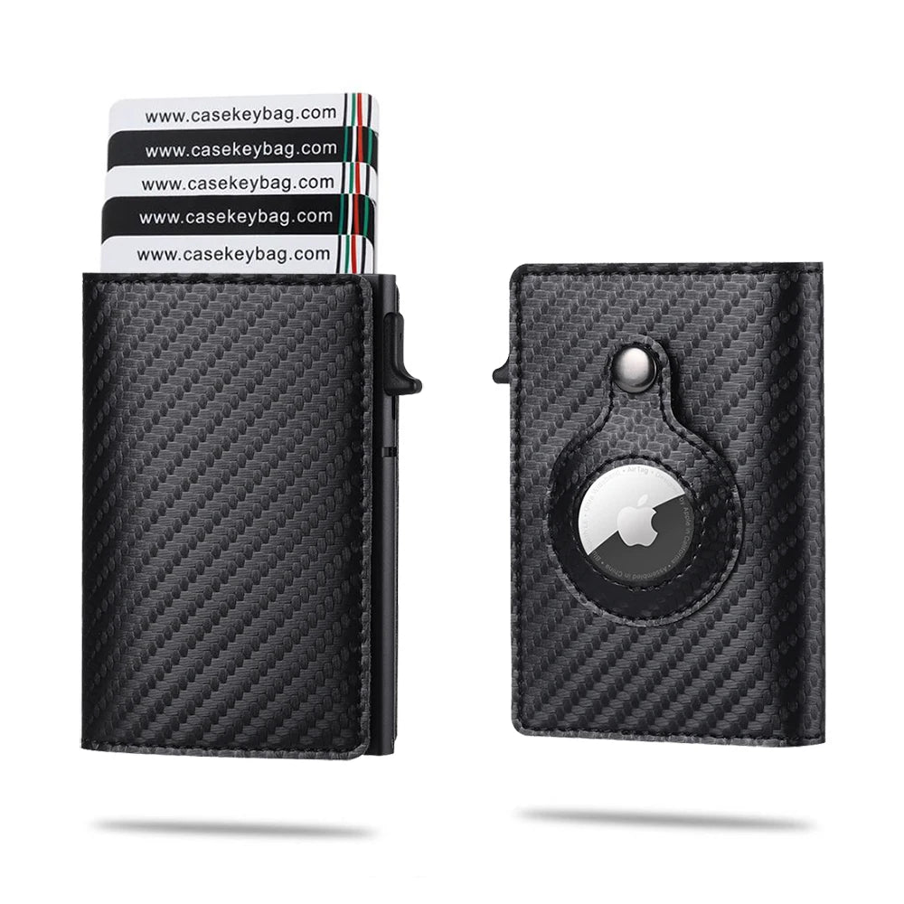 Genuine Cow Leather Airtag Wallet For Men – Rfid Blocking Slim Pop-Up Card Holder With Magnetic Closure, Minimalist Smart Wallet