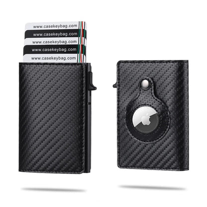 Genuine Cow Leather Airtag Wallet For Men – Rfid Blocking Slim Pop-Up Card Holder With Magnetic Closure, Minimalist Smart Wallet
