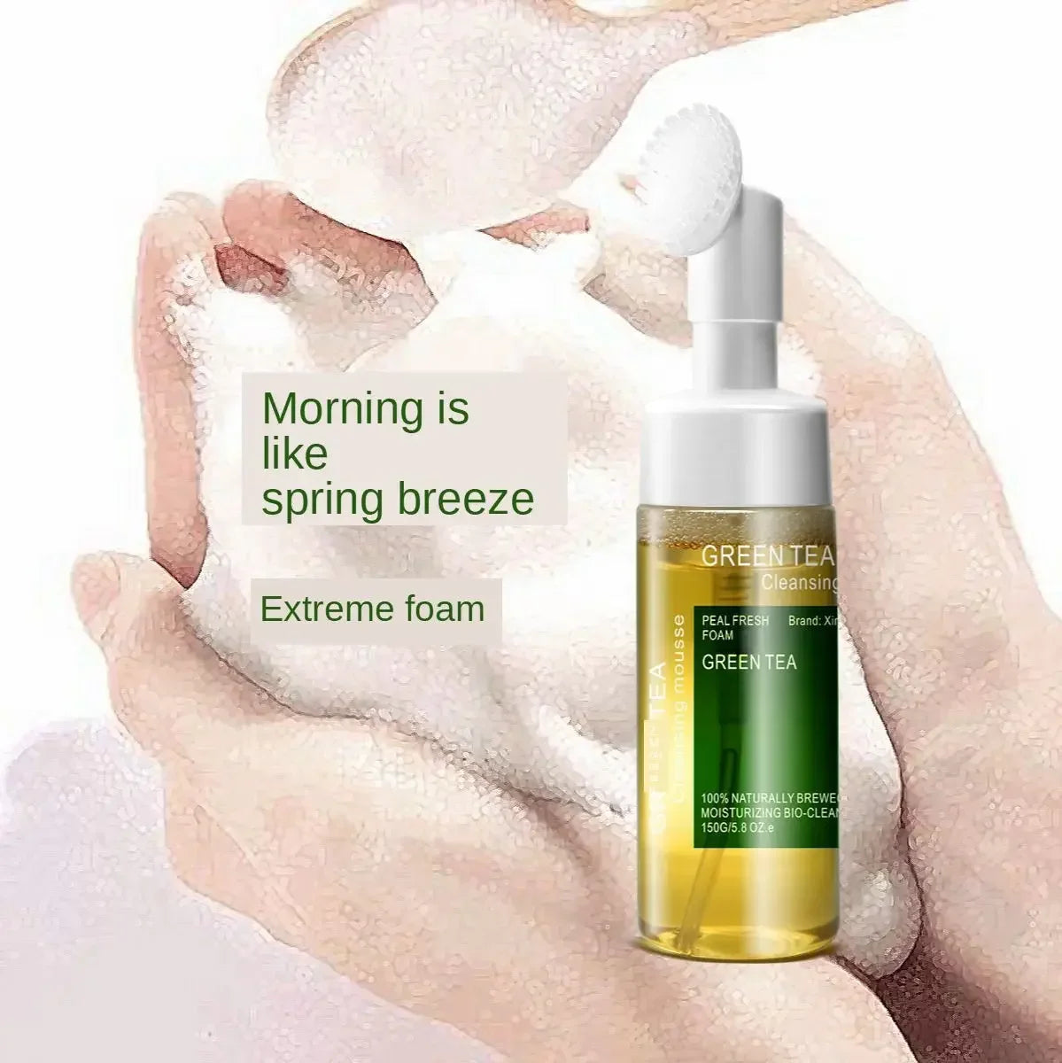 Green Tea Amino Acid Cleansing Mousse - 2-in-1 Face Cleanser & Makeup Remover, 150g