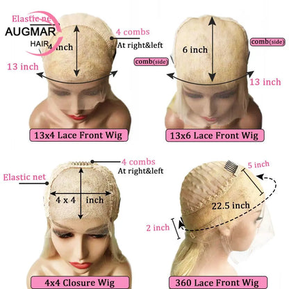 Brown Ash Blonde Highlight Wig – Short 360 Lace Frontal Human Hair Wig for Women, 13x6 HD Transparent Lace Front, Pre-Plucked Virgin Brazilian Hair