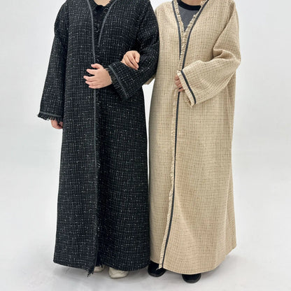 Winter Thicken Abaya for Women - Muslim Eid Long Robe Kaftan for Ramadan and Dubai Style 2025