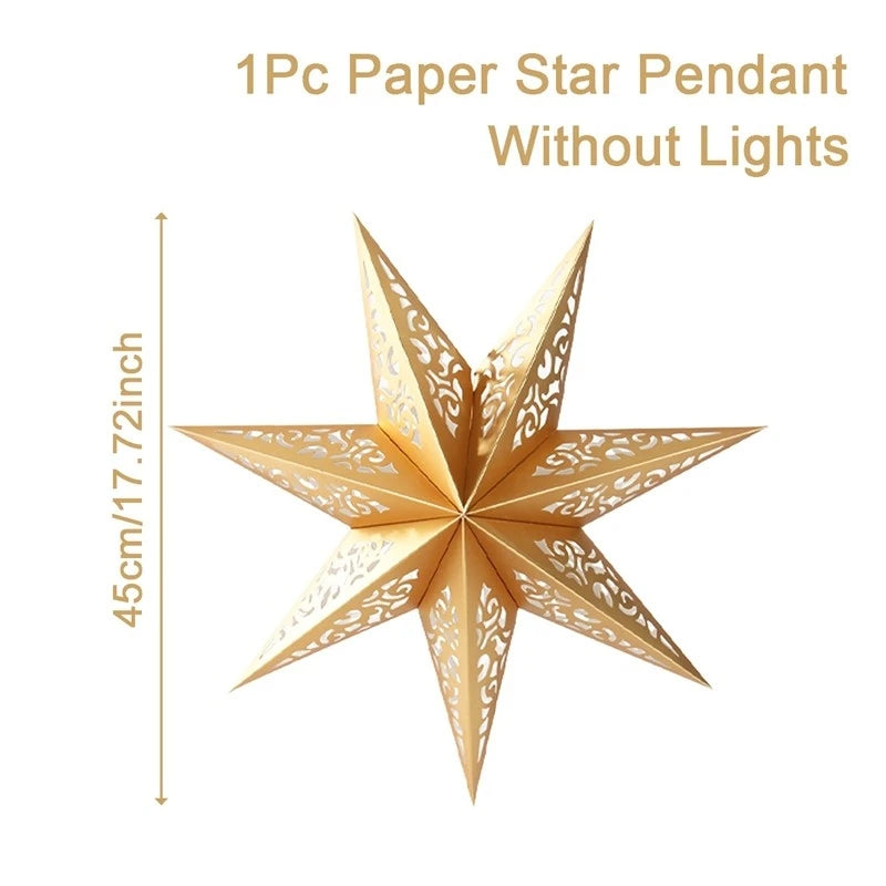 Eid Mubarak Hollow Star Pendant – Ramadan Home Decor 2025