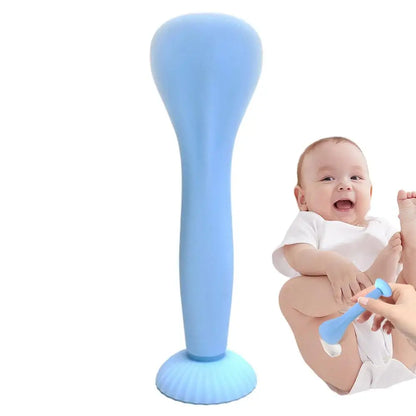 Diaper Cream Applicator Spatula – Flexible Silicone Baby Bum Brush with Suction Cup (Beige/Sky Blue)