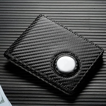 Geruola Men's Slim Rfid Blocking Carbon Fiber Wallet With Airtag Holder – Minimalist Bifold Front Pocket Card Holder