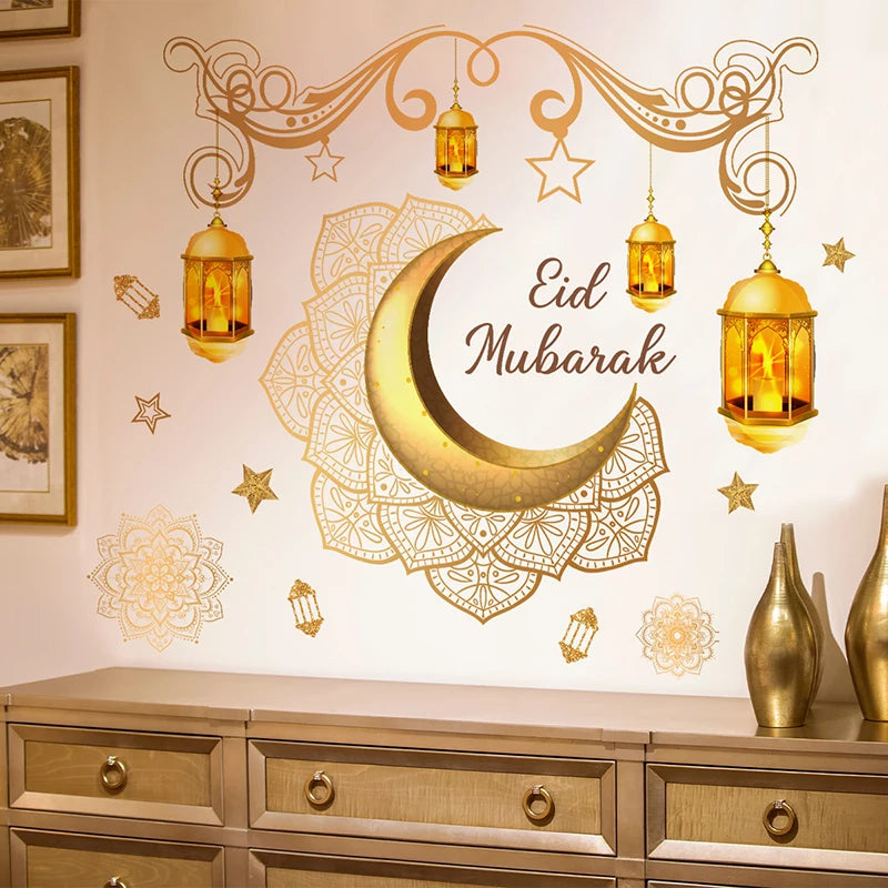 2024 Ramadan Kareem Wall Stickers – Moon & Star Eid Mubarak Decorations