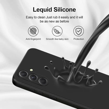 Luxury Square Silicone Case for Samsung Galaxy S24 Ultra, S23 FE, S22 Plus, A05-A55 – Slim & Flexible Black Cover