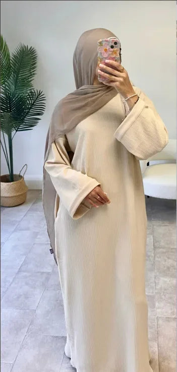 Warm Arabic Corduroy Abaya Dress For Women – Modest Winter Islamic Clothing, Ramadan & Eid Dubai Style Robe
