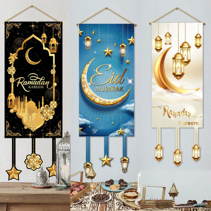 Eid Mubarak Hanging Flag Banner 2024 – Ramadan Kareem Door Decoration