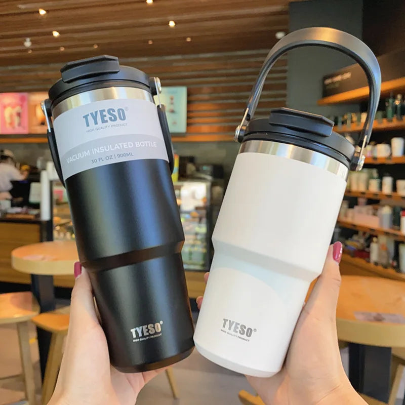Tyeso Stainless Steel Thermos Bottle - Double-Layer Insulation Travel Mug for Hot & Cold Beverages (600ml/750ml/900ml)