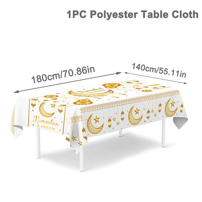 Eid Mubarak Table Runner – Ramadan Tablecloth Decoration 2025