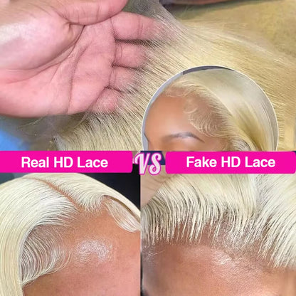 HD Transparent Blonde Straight 13x4/13x6 Lace Front Human Hair Wig - Brazilian Remy Pre-Plucked #613 Lace Frontal for Women