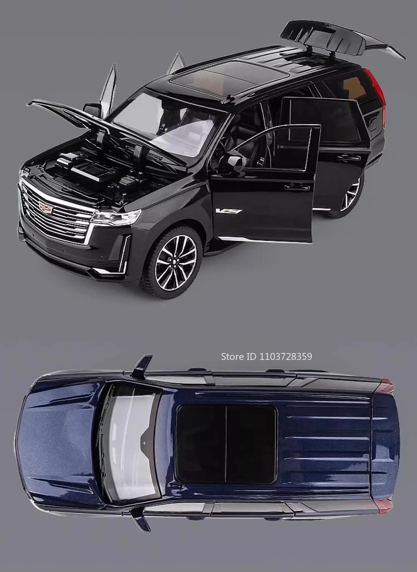 Diecast Escalade / Prado Model Car – Alloy Toy With Sound, Light, Opening Doors & Pull Back Function