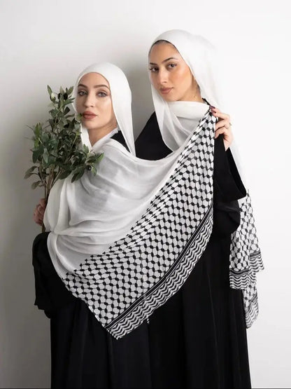 New Kuffiyeh Print Chiffon Hijab – Breathable, Soft, Fashionable Scarf For Muslim Women - Ramadan Shawl, Headscarf