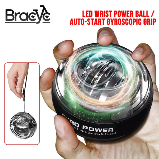 LED Gyro Wrist Power Ball - Auto-Start Grip Trainer for Hand, Arm, and Wrist Strength