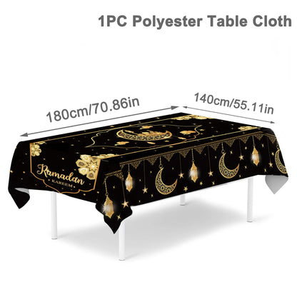 Eid Mubarak Table Runner – Ramadan Tablecloth Decoration 2025