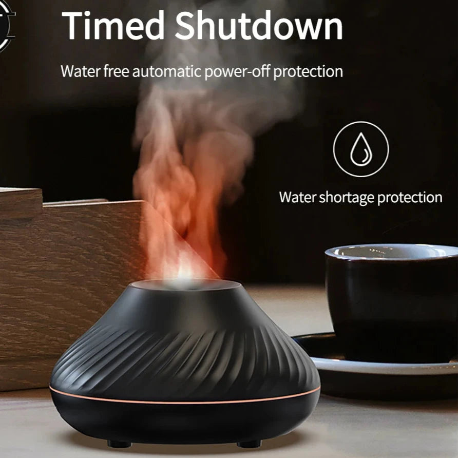 Portable Aroma Diffuser – 130ml USB Rechargeable, Night Light with Volcanic Flame Effect, Essential Oil Compatible