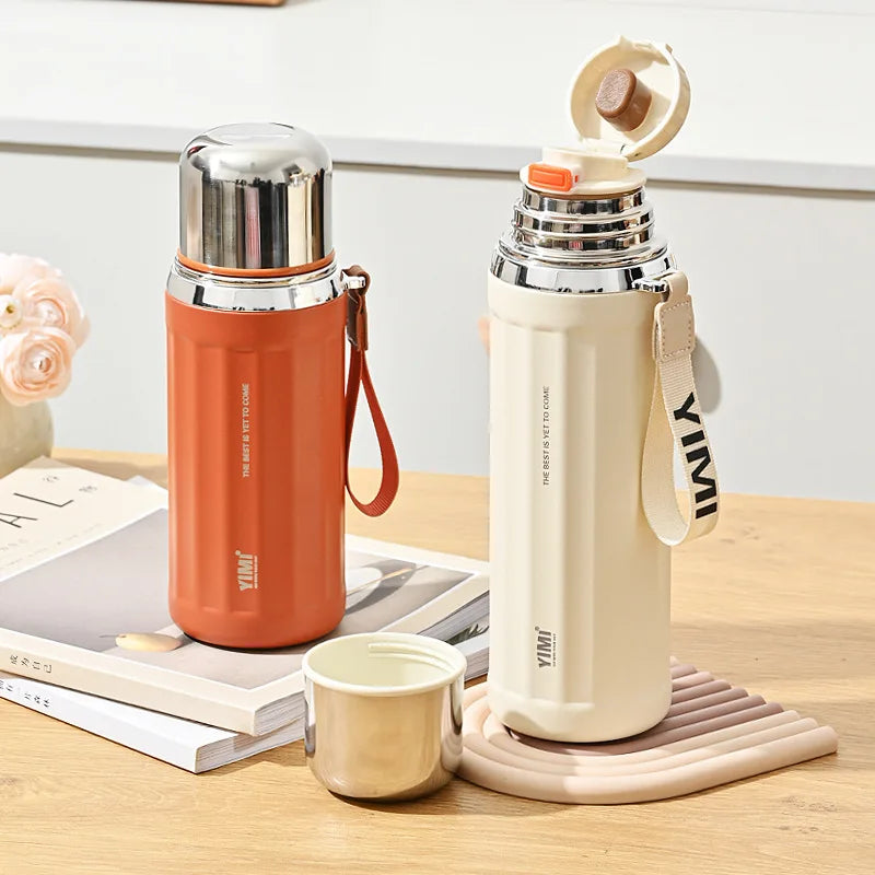 Stainless Steel Roman Column Vacuum Flask - Outdoor Coffee & Water Cup