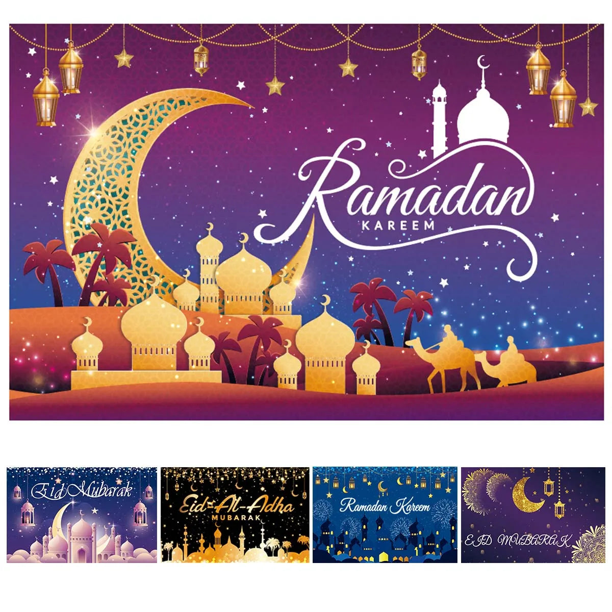Eid Mubarak Party Backdrop – Ramadan & Eid Al Adha Islamic Home Decorations
