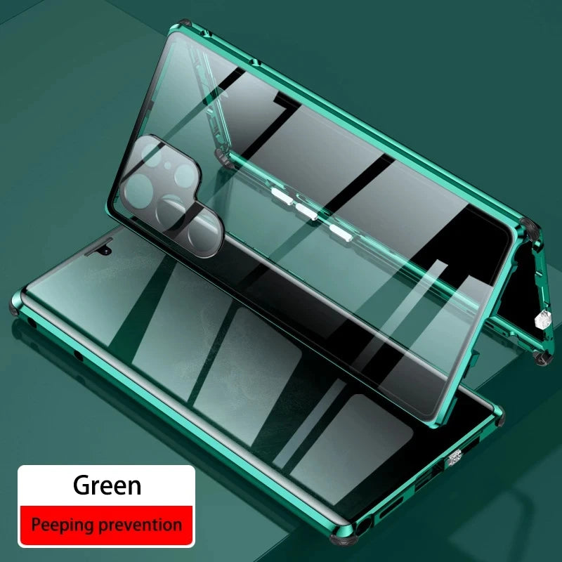 Double-Sided Privacy Glass Case for Samsung Galaxy S24, S23, S22, S21 Ultra Plus – Anti-Peeping & Camera Lens Protection