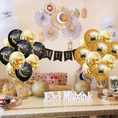 10Pcs Eid Mubarak Latex Balloons – Ramadan Kareem Decoration