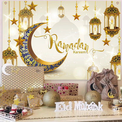 Eid Mubarak Party Backdrop – Ramadan & Eid Al Adha Islamic Home Decorations