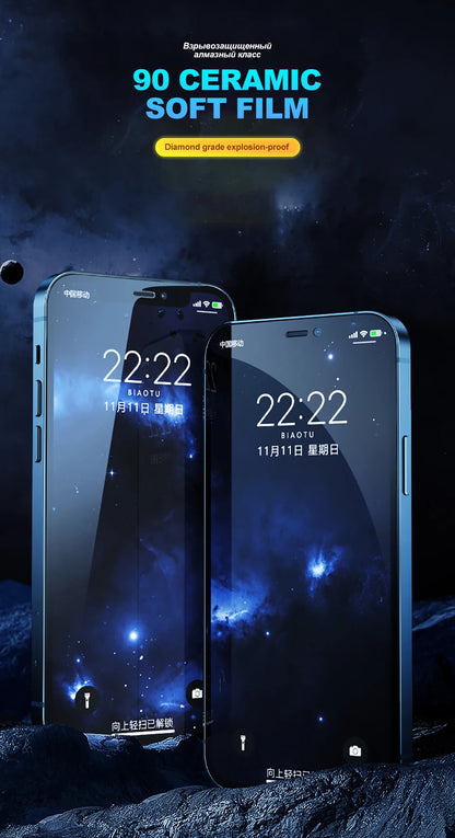 2 Pcs Ceramic Screen Protector for iPhone 16/15/14/13/12 Pro Max - Flexible & High-Clear