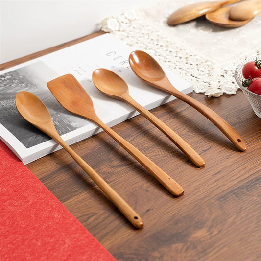 Bamboo Wooden Cooking Spoon – Versatile Soup Teaspoon & Stirring Utensil for Kitchen Supplies