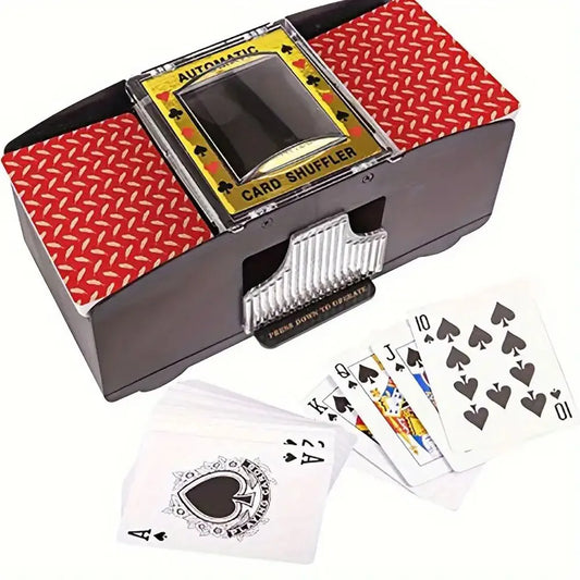 Automatic Poker Card Shuffler – Battery Operated Card Shuffling Machine For Board Games (2 Deck Capacity)